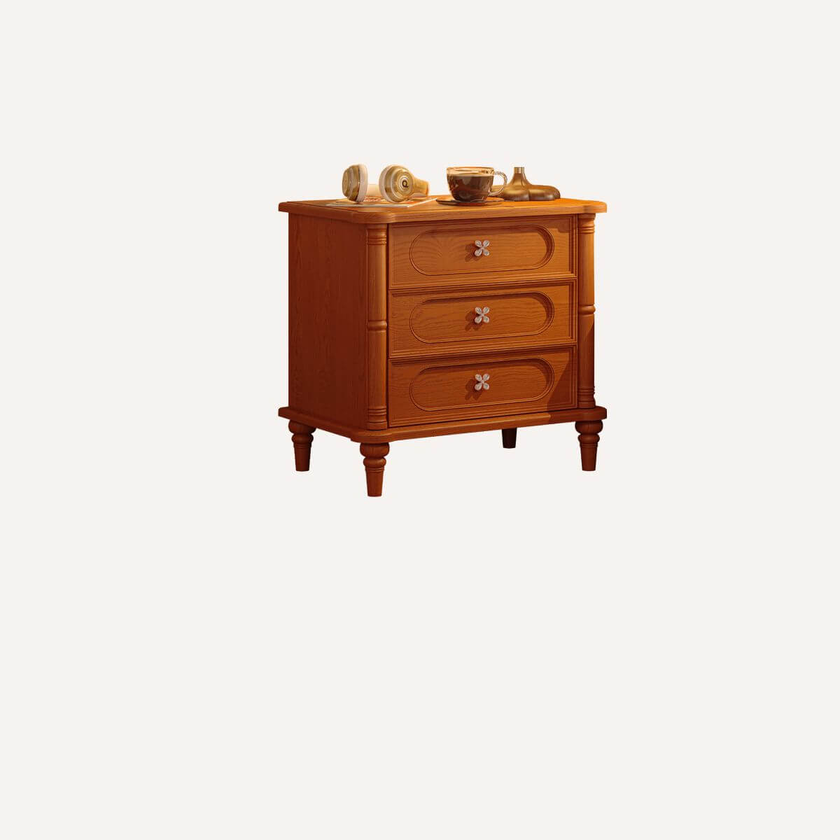 Modern Wood Drawer Storage Nightstand in Nut/Brown Finish