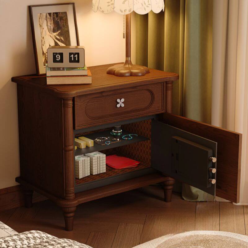Modern Wood Drawer Storage Nightstand in Nut/Brown Finish