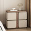 Modern Wood Drawer Storage Nightstand with Leather-Textured Panels