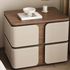 Modern Wood Drawer Storage Nightstand with Leather-Textured Panels