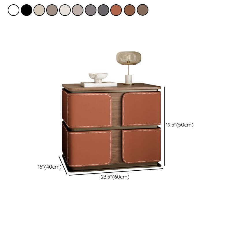 Modern Wood Drawer Storage Nightstand with Leather-Textured Panels Dimensions