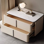 Modern Wood Drawer Storage Nightstand with Stone Top