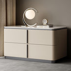 Modern Wood Drawer Storage Nightstand with Stone Top