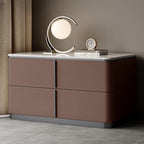 Modern Wood Drawer Storage Nightstand with Stone Top