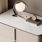 Modern Wood Drawer Storage Nightstand with Stone Top