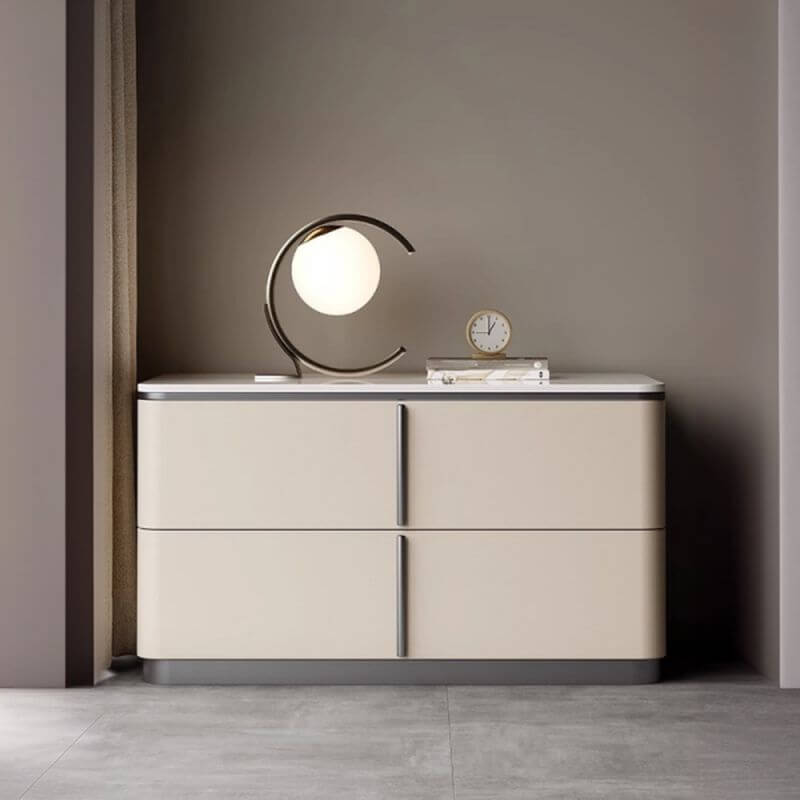 Modern Wood Drawer Storage Nightstand with Stone Top Main Product Image