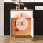 Modern Wood Glass Drawer Storage Cabinet - White