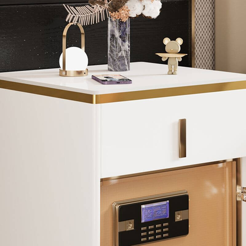 Modern Wood Glass Drawer Storage Cabinet - White