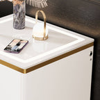 Modern Wood Glass Drawer Storage Cabinet - White
