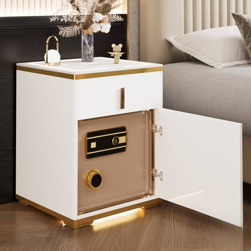 Modern Wood Glass Drawer Storage Cabinet - White Main Product Image