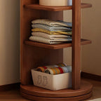 Modern Wood Hall Tree with Rotating Mirror and Open Storage