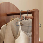 Modern Wood Hall Tree with Rotating Mirror and Open Storage