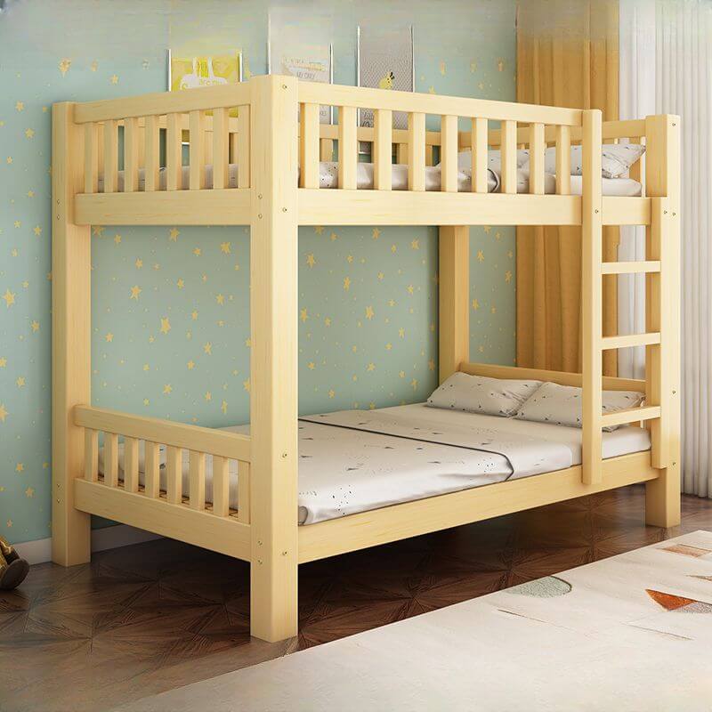 Modern Wood Kids Bed with Bookcase and Ladder