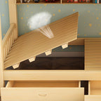 Modern Wood Kids Bed with Bookcase and Ladder