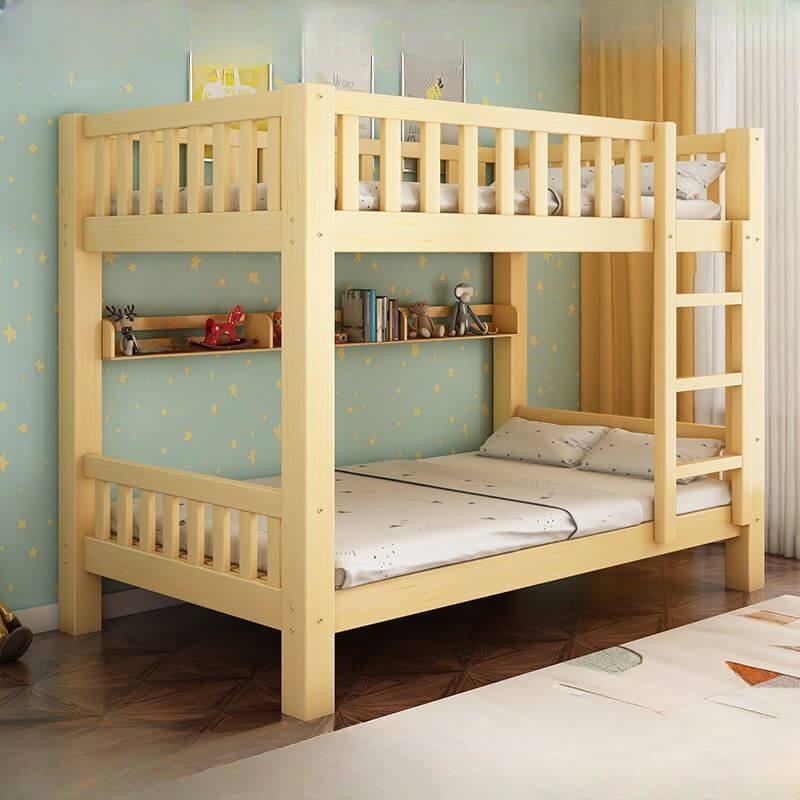 Modern Wood Kids Bed with Bookcase and Ladder