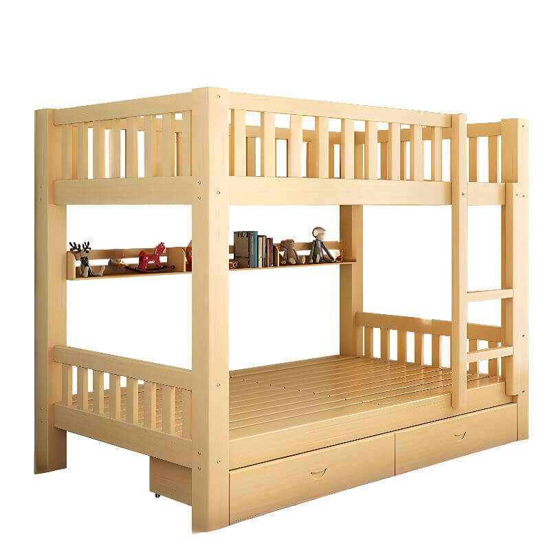 Modern Wood Kids Bed with Bookcase and Ladder