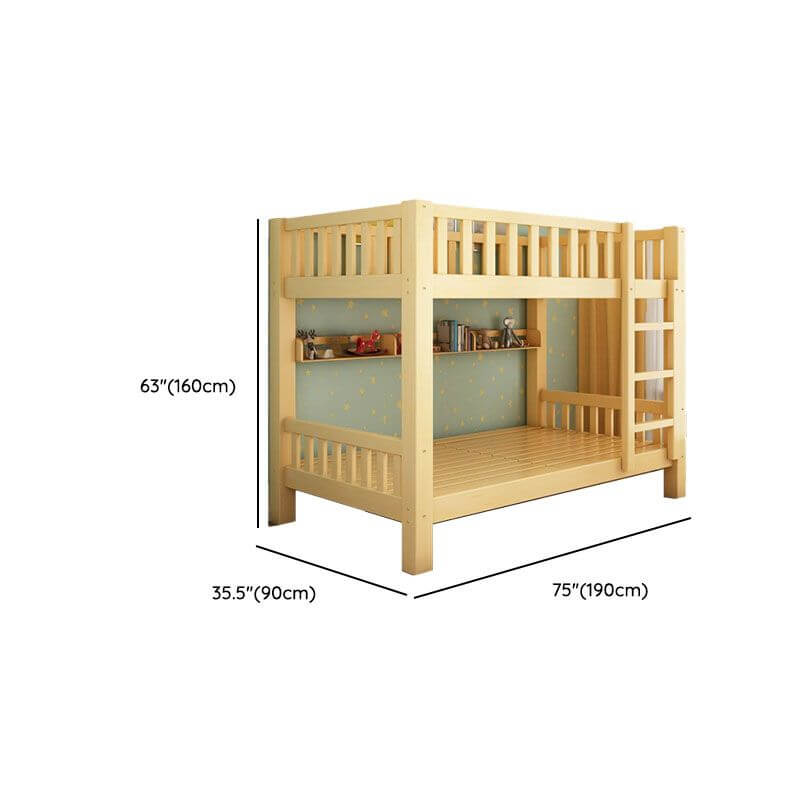 Modern Wood Kids Bed with Bookcase and Ladder Dimensions