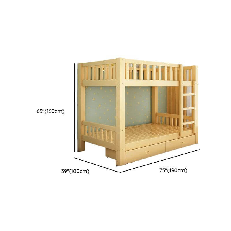 Modern Wood Kids Bed with Bookcase and Ladder Dimensions