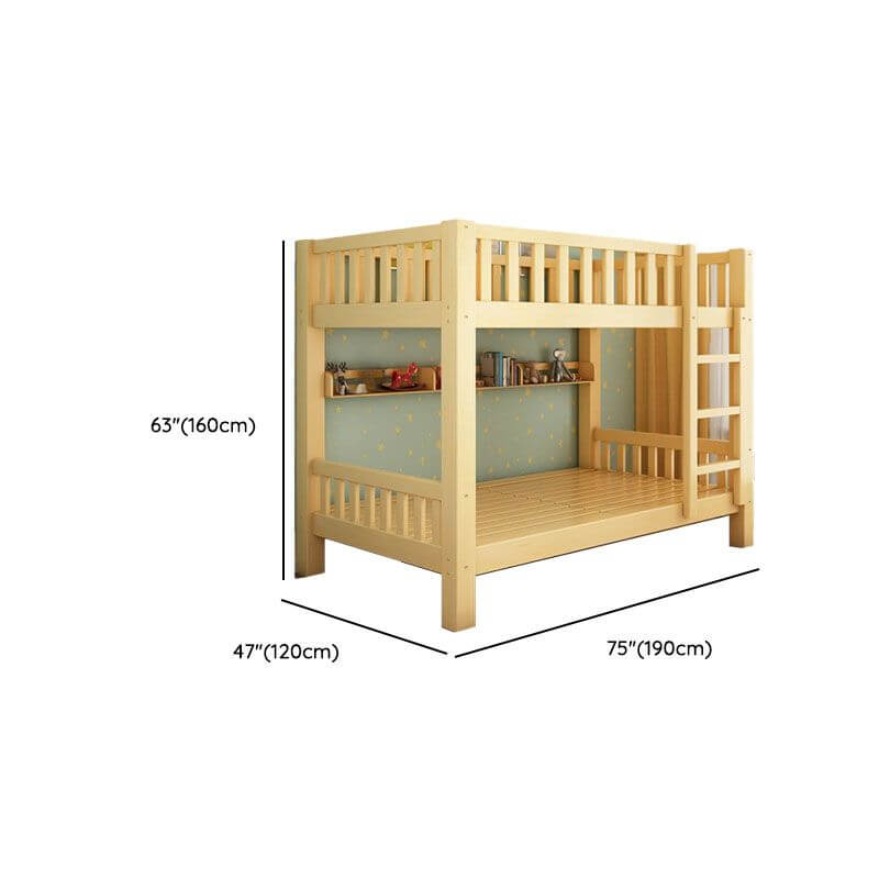 Modern Wood Kids Bed with Bookcase and Ladder Dimensions