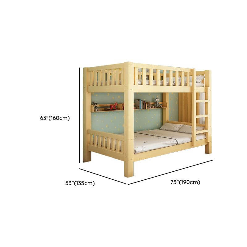 Modern Wood Kids Bed with Bookcase and Ladder Dimensions