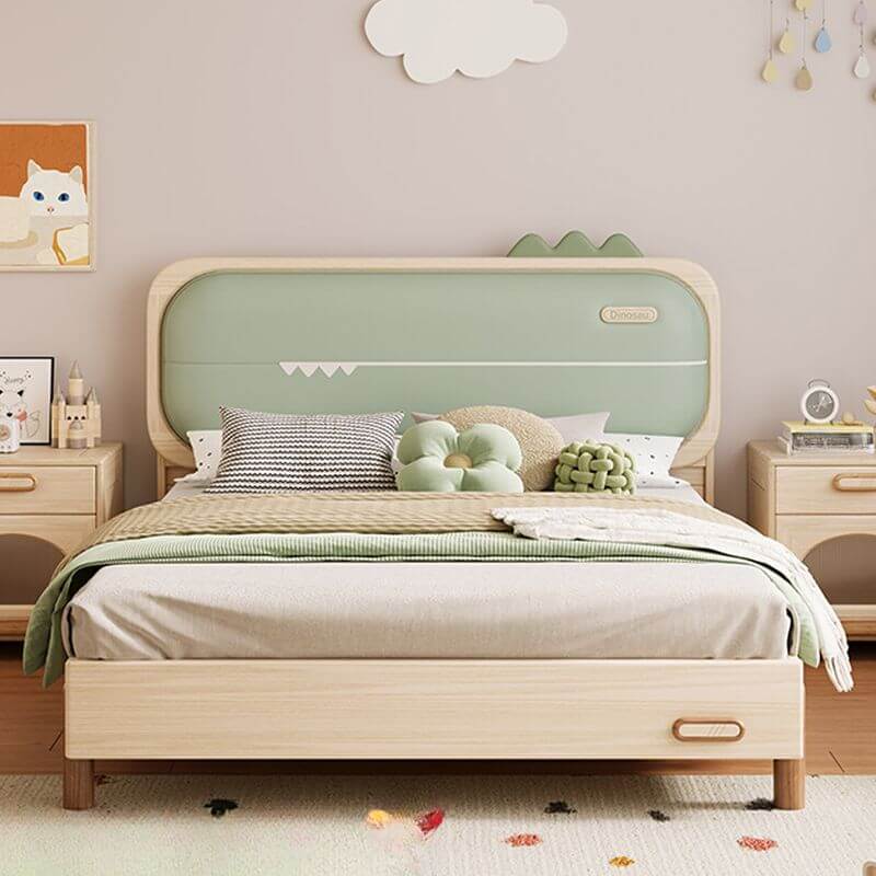 Modern Wood Kids Bed With Headboard - Natural Finish Secondary image