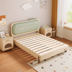 Modern Wood Kids Bed With Headboard - Natural Finish