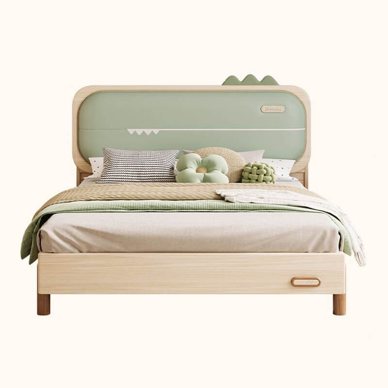Modern Wood Kids Bed With Headboard - Natural Finish