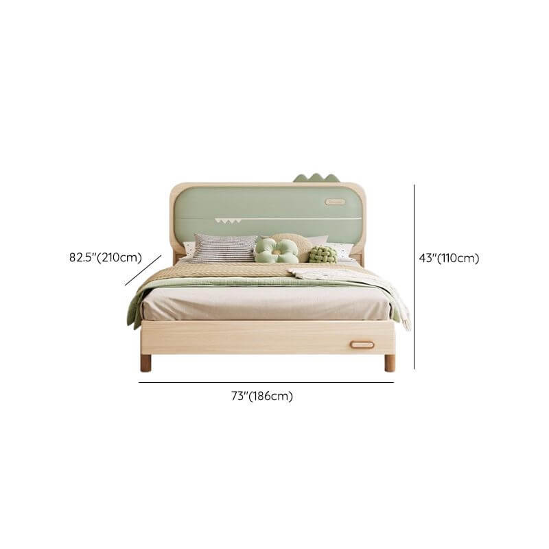 Modern Wood Kids Bed With Headboard - Natural Finish Dimensions