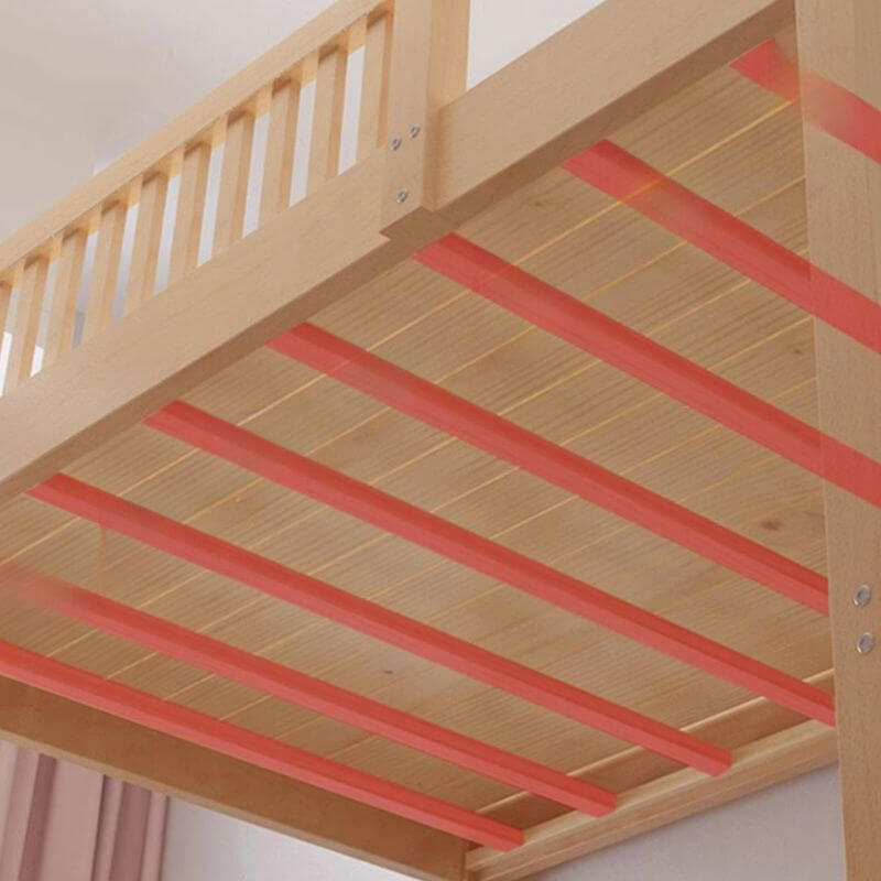Modern Wood Kids Bed with Ladder & Guardrail