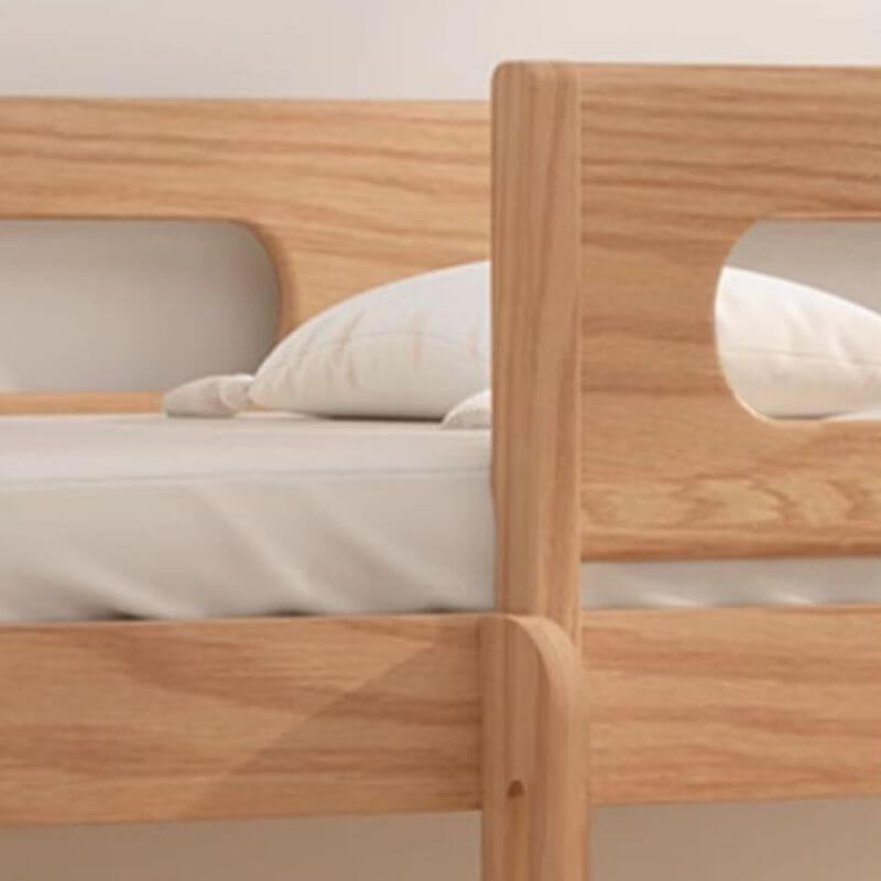 Modern Wood Kids Bed with Ladder & Guardrail