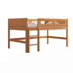 Modern Wood Kids Bed with Ladder & Guardrail