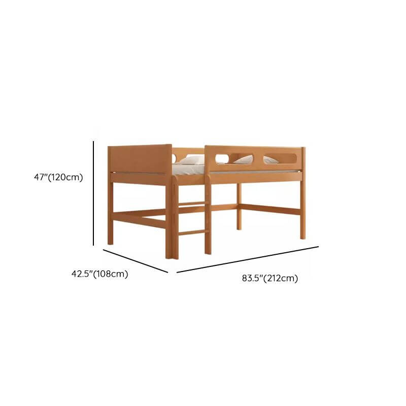 Modern Wood Kids Bed with Ladder & Guardrail Dimensions