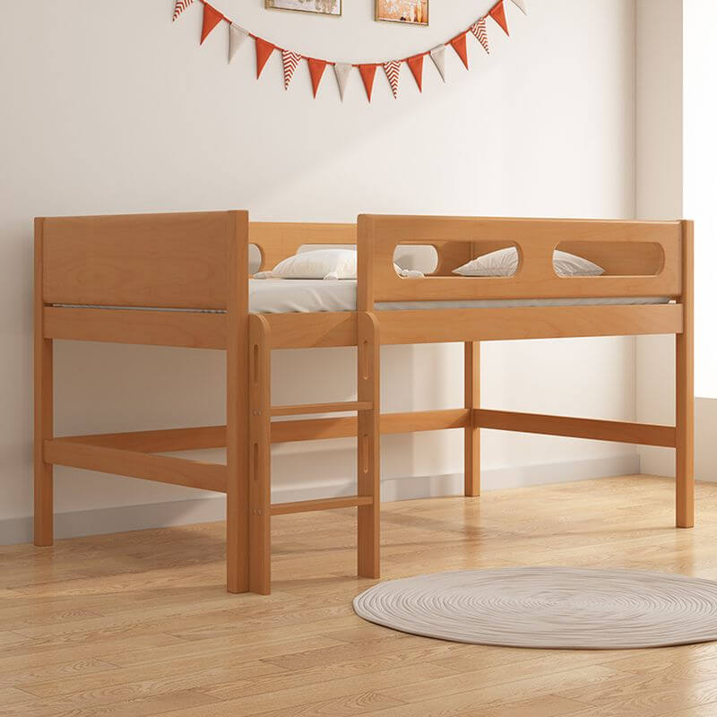 Modern Wood Kids Bed with Ladder & Guardrail Main Product Image