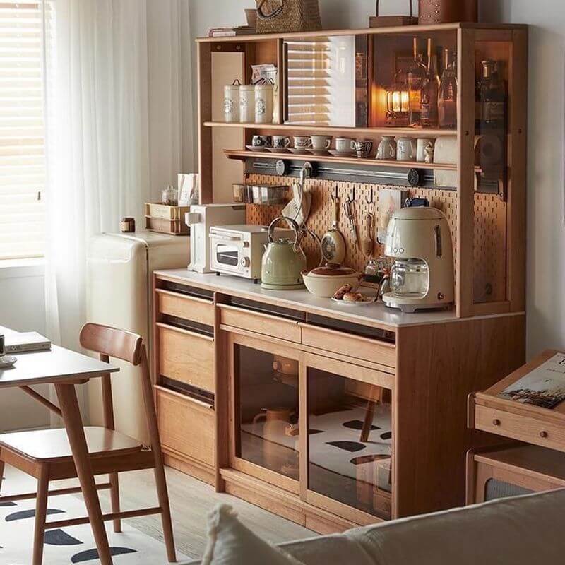 Modern Wood Kitchen Storage Cabinet With Drawers