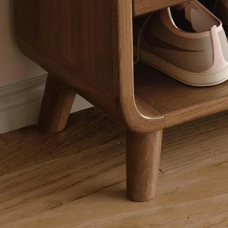 Modern Wood Shoe Cabinet with Drawers & Adjustable Shelves