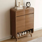 Modern Wood Shoe Cabinet with Drawers & Adjustable Shelves