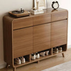 Modern Wood Shoe Cabinet with Drawers & Adjustable Shelves