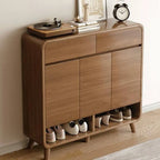 Modern Wood Shoe Cabinet with Drawers & Adjustable Shelves