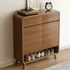 Modern Wood Shoe Cabinet with Drawers & Adjustable Shelves