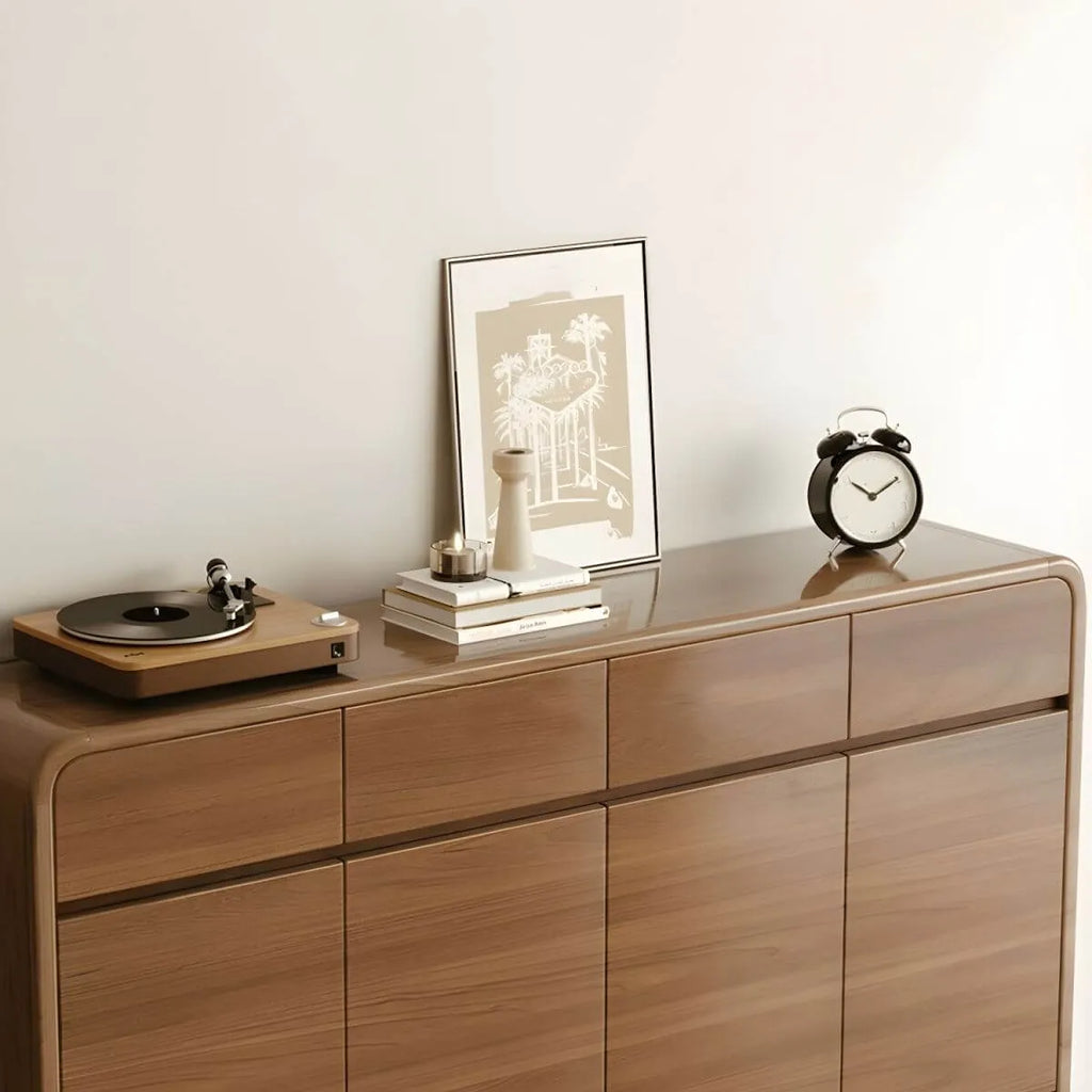 Modern Wood Shoe Cabinet with Drawers & Adjustable Shelves