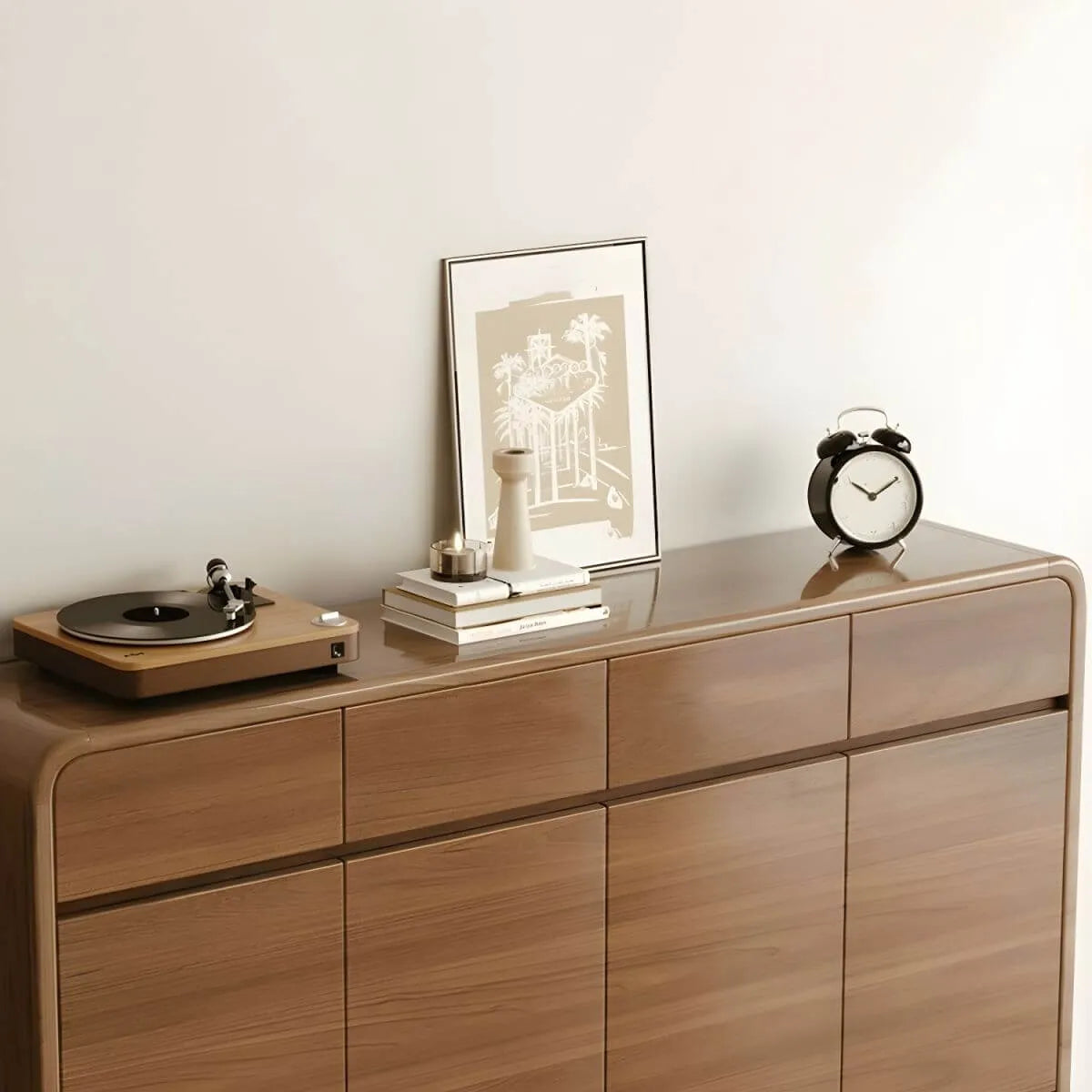 Modern Wood Shoe Cabinet with Drawers & Adjustable Shelves