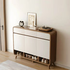 Modern Wood Shoe Cabinet with Drawers & Adjustable Shelves