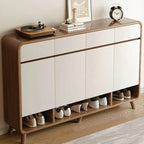 Modern Wood Shoe Cabinet with Drawers & Adjustable Shelves