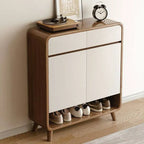 Modern Wood Shoe Cabinet with Drawers & Adjustable Shelves