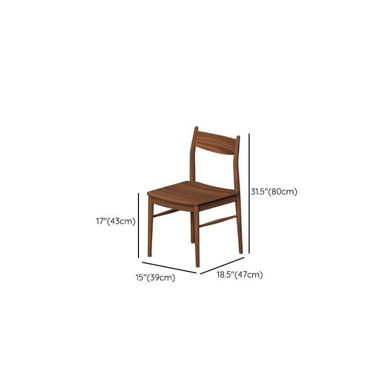 Modern Wood Side Chair with Open-Back Design and Foot Pads Dimensions