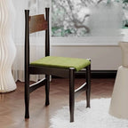 Modern Wood Side Chair with Wavy Slat Back & Upholstered Seat