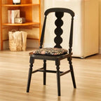 Modern Wood Side Chair with Wavy Slat Back & Upholstered Seat