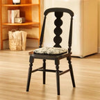 Modern Wood Side Chair with Wavy Slat Back & Upholstered Seat