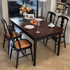 Modern Wood Side Chair with Wavy Slat Back & Upholstered Seat