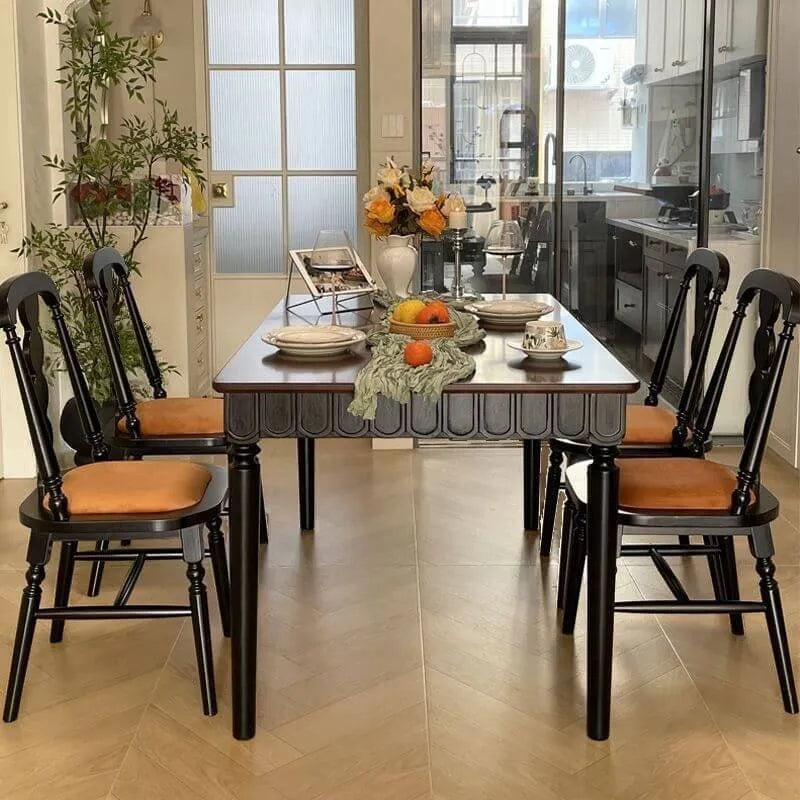 Modern Wood Side Chair with Wavy Slat Back & Upholstered Seat